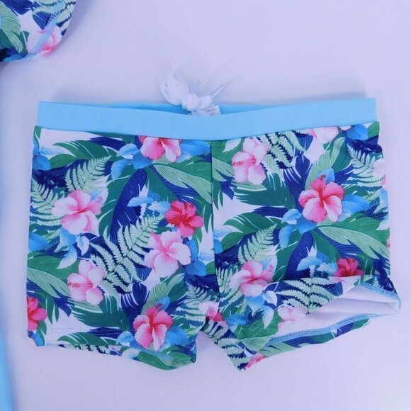 Phibee Swimsuit Girls Size 8 & 12 Blue Beachwear Drawstring 2 Piece Boy Shorts - Picture 3 of 7